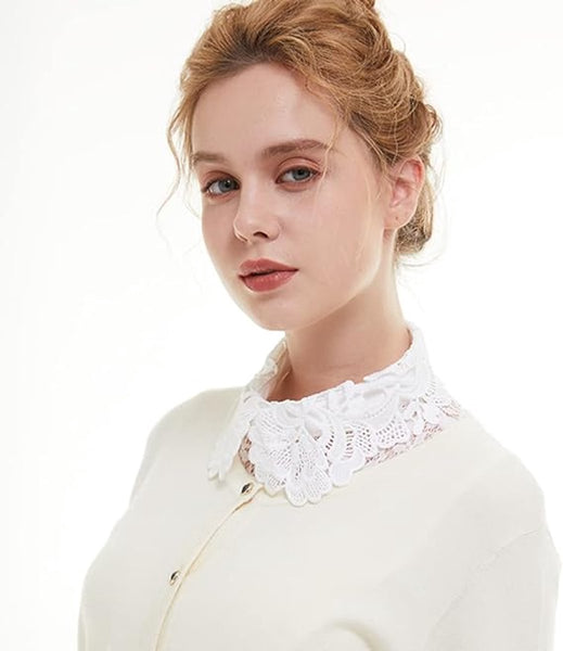 Blouse Collar Collars Loose Fake Sweater Decorative Round White Lace Detachable Floral Pattern Design Adjustable Tops