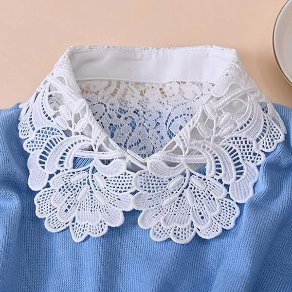 Blouse Collar Collars Loose Fake Sweater Decorative Round White Lace Detachable Floral Pattern Design Adjustable Tops