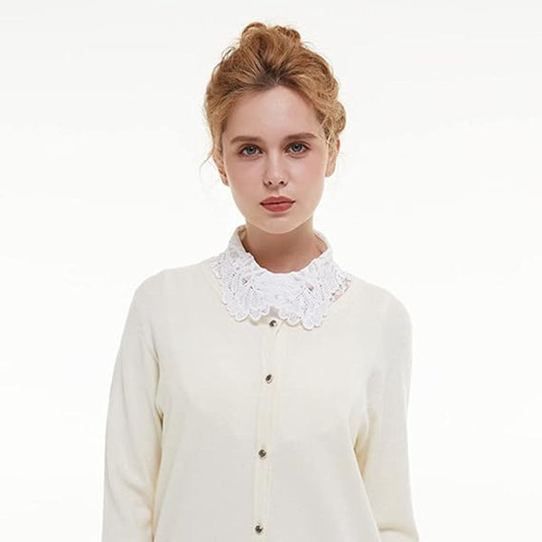 Blouse Collar Collars Loose Fake Sweater Decorative Round White Lace Detachable Floral Pattern Design Adjustable Tops