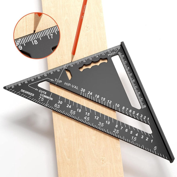 180Mm Carpenter's Angle Aluminum Ruler Triangular 45/90 Degrees Square High Precision Measuring Tool For Roofer Engineer Black Measuring Tapes & Ruler