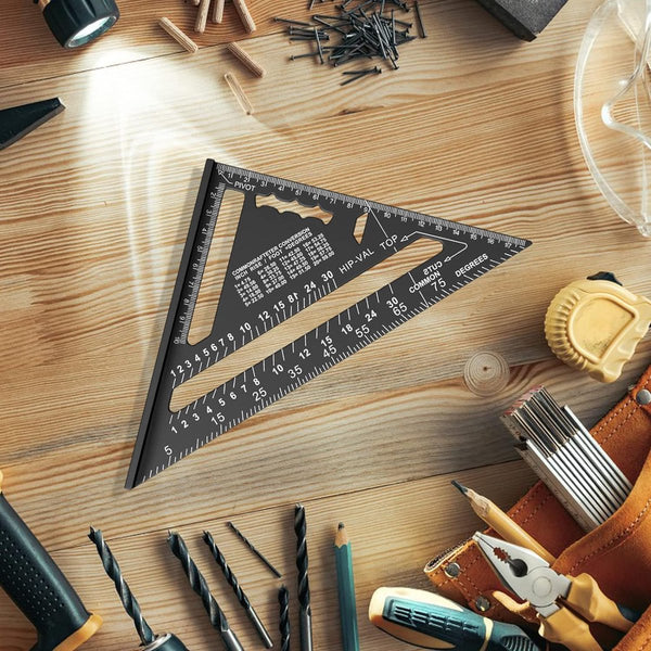 180Mm Carpenter's Angle Aluminum Ruler Triangular 45/90 Degrees Square High Precision Measuring Tool For Roofer Engineer Black Measuring Tapes & Ruler
