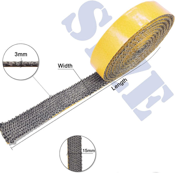 Self Adhesive Flat Stove Rope Seal 3Mm X 15Mm 2M Black Fiberglass Fireplace & Stove Accessories