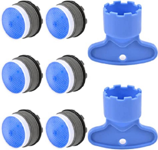 8 Piece Blue Abs 18.5Mm Universal Water Saving Tap Aerator Set Kitchen Taps