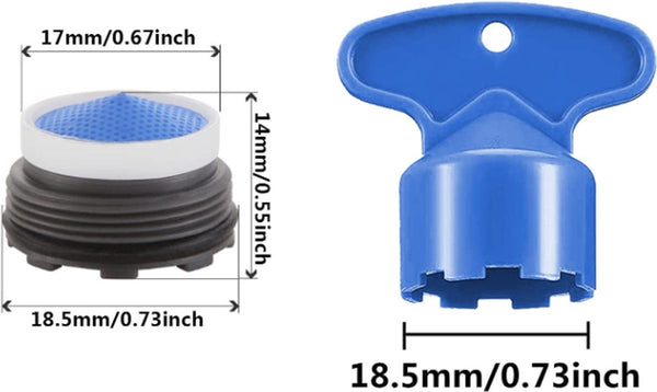 8 Piece Blue Abs 18.5Mm Universal Water Saving Tap Aerator Set Kitchen Taps
