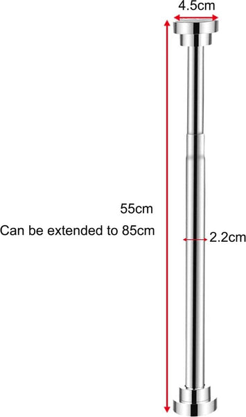 Clothes Rail Rack Wardrobe 50Cm Stainless Steel Silver Adjustable Extendable Without Drilling For 55 85 Garment Racks