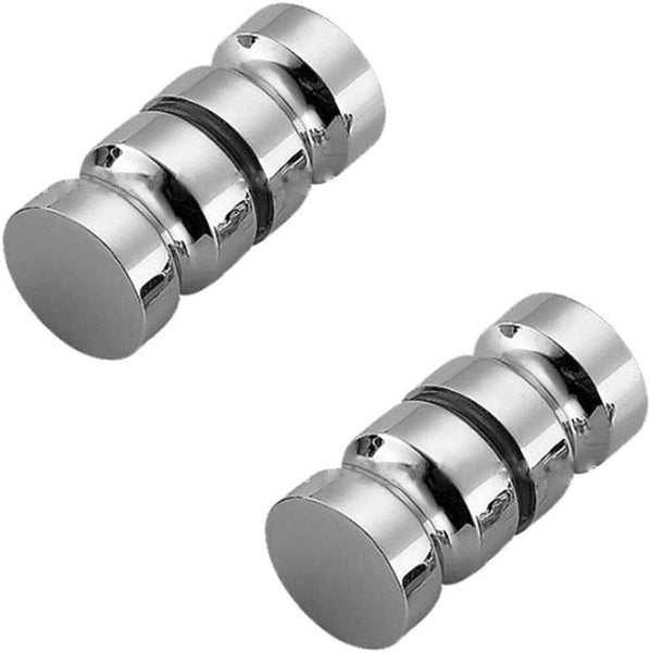 2 Pieces Door Handle Shower Glass Sliding Knob Bathroom Knobs Hardware Room Accessories For Aluminum Alloy Silver With Screw Round Shower Doors
