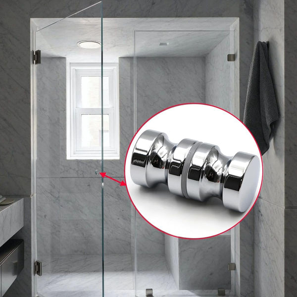 2 Pieces Door Handle Shower Glass Sliding Knob Bathroom Knobs Hardware Room Accessories For Aluminum Alloy Silver With Screw Round Shower Doors