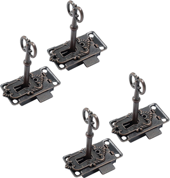 4 Pieces Furniture Lock Iron 53*27 Mm Red Bronze With Key And Screws Locks Safety Cabinet Drawer For Furniture Parts