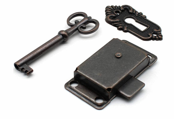 4 Pieces Furniture Lock Iron 53*27 Mm Red Bronze With Key And Screws Locks Safety Cabinet Drawer For Furniture Parts