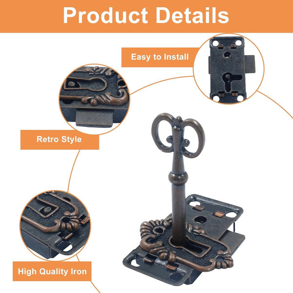 4 Pieces Furniture Lock Iron 53*27 Mm Red Bronze With Key And Screws Locks Safety Cabinet Drawer For Furniture Parts