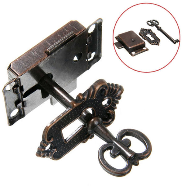 4 Pieces Furniture Lock Iron 53*27 Mm Red Bronze With Key And Screws Locks Safety Cabinet Drawer For Furniture Parts