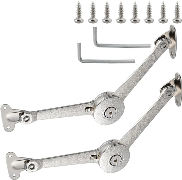 2 Pieces Flap Hinge Kitchen Cabinet Furniture Overlay With Brake Screws And Allen Key Zinc Alloy Nickel Plated Max. Weight Support 10Kg Furniture Part