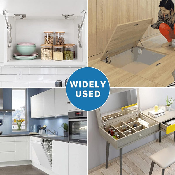 2 Pieces Flap Hinge Kitchen Cabinet Furniture Overlay With Brake Screws And Allen Key Zinc Alloy Nickel Plated Max. Weight Support 10Kg Furniture Part