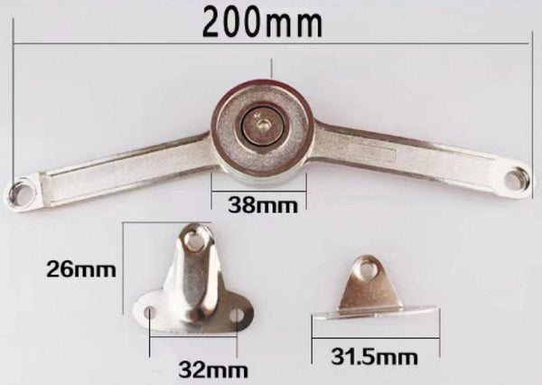 2 Pieces Flap Hinge Kitchen Cabinet Furniture Overlay With Brake Screws And Allen Key Zinc Alloy Nickel Plated Max. Weight Support 10Kg Furniture Part