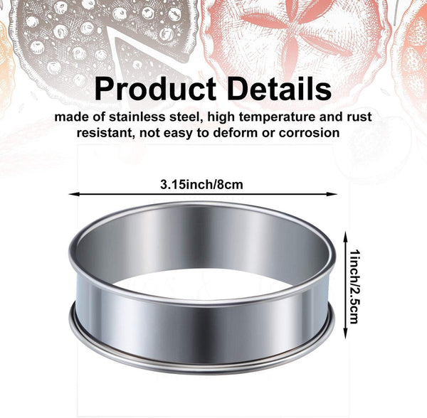 Muffin Rings 6 Pieces Cake Stainless Steel Round Non Stick Double Curled Edge Scone Mousse Mold Baking Molds Suitable For Cakes Pastries Cookies And S