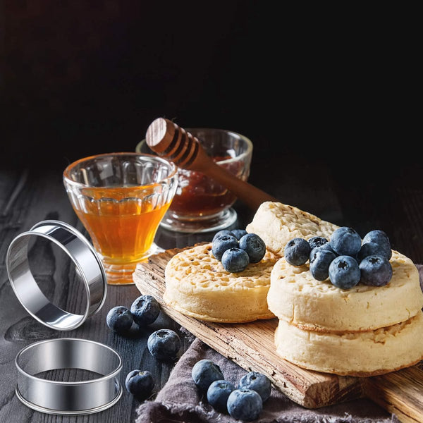 Muffin Rings 6 Pieces Cake Stainless Steel Round Non Stick Double Curled Edge Scone Mousse Mold Baking Molds Suitable For Cakes Pastries Cookies And S