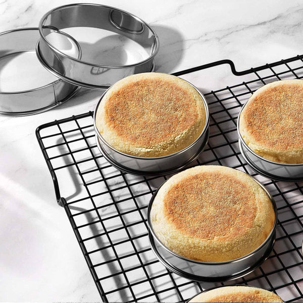 Muffin Rings 6 Pieces Cake Stainless Steel Round Non Stick Double Curled Edge Scone Mousse Mold Baking Molds Suitable For Cakes Pastries Cookies And S