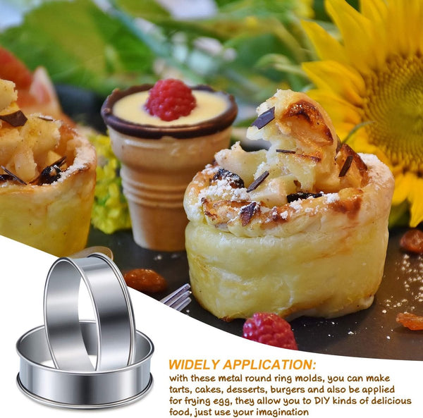 Muffin Rings 6 Pieces Cake Stainless Steel Round Non Stick Double Curled Edge Scone Mousse Mold Baking Molds Suitable For Cakes Pastries Cookies And S