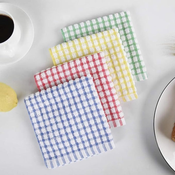Dishcloth Set 8 Pieces Dishcloths Cleaning Cloths Microfiber 30X30cm Cotton Red*2+Yellow*2+Blue*2+Green*2 Tea Towels & Dishcloths