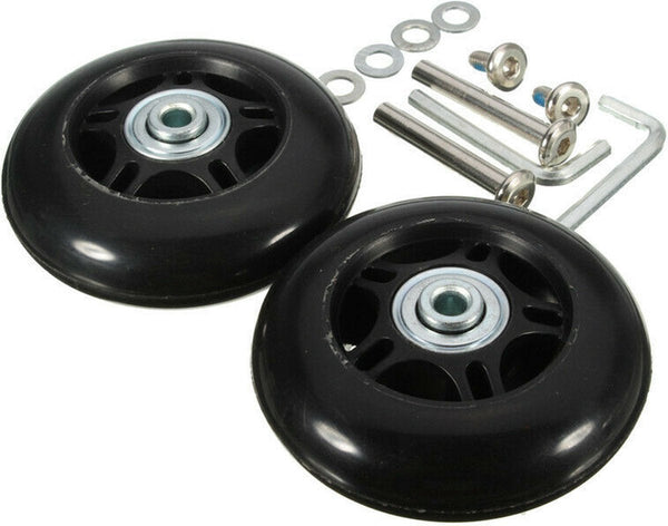 Set Of 2 Replacement Suitcase Wheels 60Mm Rubber Casters With Screws Suitcases