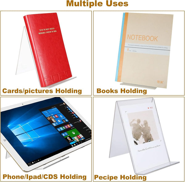 Acrylic 8 Pieces Adjustable Plate & Phone Holder Stand Bookends