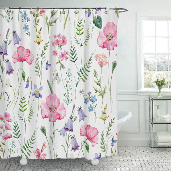Watercolor Flower Plant Tropical Leaf Shower Curtain 90X180cm Polyester Waterproof Shower Curtains