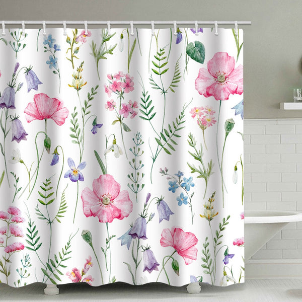 Watercolor Flower Plant Tropical Leaf Shower Curtain 90X180cm Polyester Waterproof Shower Curtains