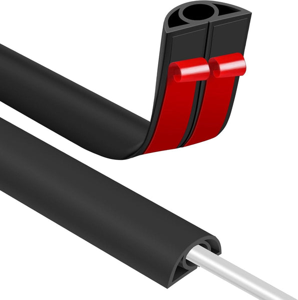 Cable Bridge Bottom Self Adhesive Duct Pvc Floor Concealing Cables Protection Power Suitable For Homes Offices Hotels And Warehouses 100 X 2 Cm Black