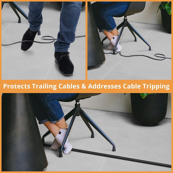Cable Bridge Bottom Self Adhesive Duct Pvc Floor Concealing Cables Protection Power Suitable For Homes Offices Hotels And Warehouses 100 X 2 Cm Black