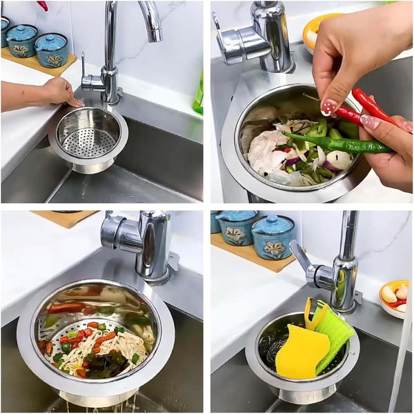 Colander Sink 21*5.8 Cm Kitchen Utensils Silver Stainless Steel Basket Suitable For Use Colanders Strainers & Sifters