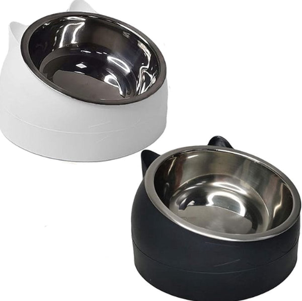 2 Pieces Food Bowls For Cats Dog Black White 200 Ml Drinking Dogs And Stainless Steel With Head Shape Dog Bowls
