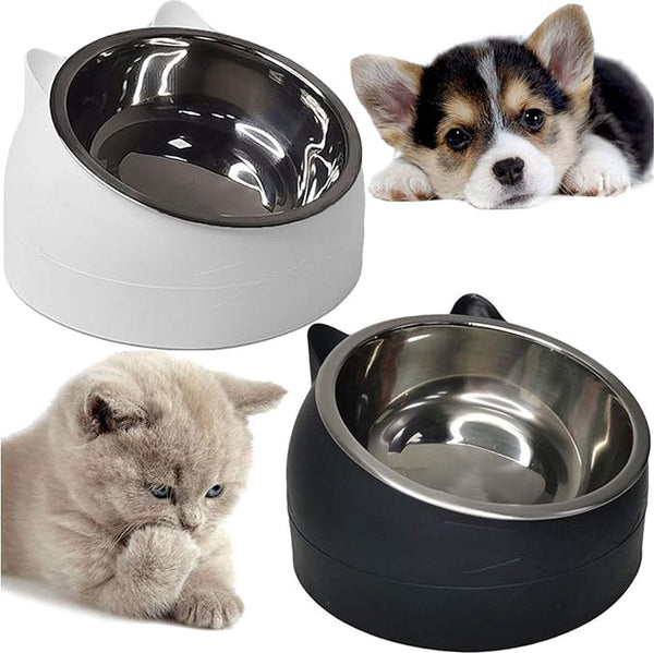 2 Pieces Food Bowls For Cats Dog Black White 200 Ml Drinking Dogs And Stainless Steel With Head Shape Dog Bowls