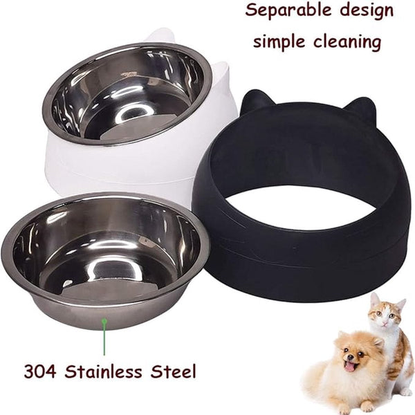 2 Pieces Food Bowls For Cats Dog Black White 200 Ml Drinking Dogs And Stainless Steel With Head Shape Dog Bowls