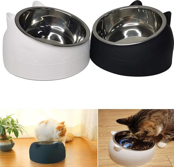 2 Pieces Food Bowls For Cats Dog Black White 200 Ml Drinking Dogs And Stainless Steel With Head Shape Dog Bowls
