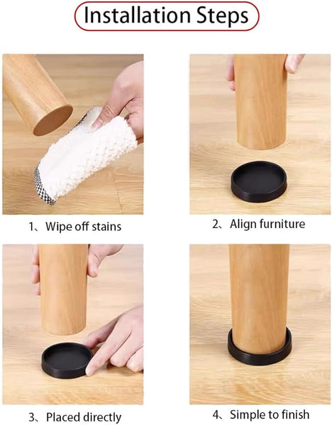 4 Pieces Non Slip Furniture Pads Rubber Black Round For Floor And Protection Bed Sofa Stoppers 75*75*9Mm Furniture Parts