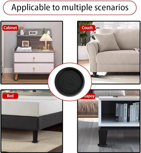 4 Pieces Non Slip Furniture Pads Rubber Black Round For Floor And Protection Bed Sofa Stoppers 75*75*9Mm Furniture Parts