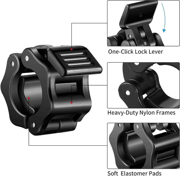 Barbell Clips 2 Pieces Lock A28 Mm Dumbbell Clamp Jaw For Bars Dumbbells Barbells Gym Equipment Black Barbells & Attachments