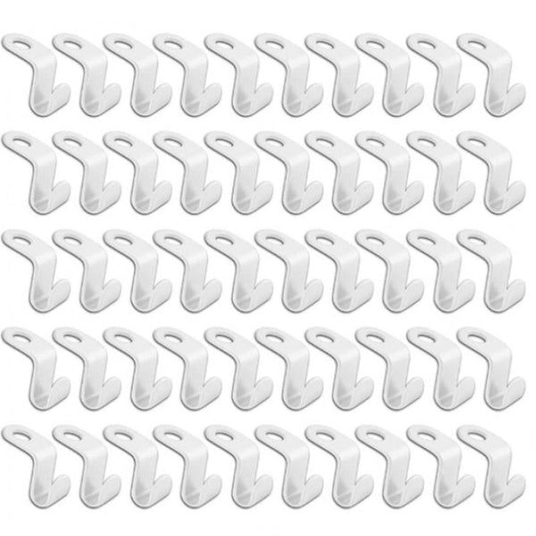 50 Pieces Coat Hook Hanger Connector Hooks Hanging White Extension Clips Plastic For Outfit Cascading Space Saving Organiser Clothes Hangers