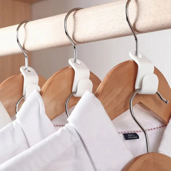 50 Pieces Coat Hook Hanger Connector Hooks Hanging White Extension Clips Plastic For Outfit Cascading Space Saving Organiser Clothes Hangers
