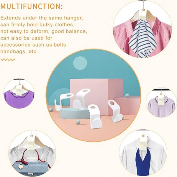 50 Pieces Coat Hook Hanger Connector Hooks Hanging White Extension Clips Plastic For Outfit Cascading Space Saving Organiser Clothes Hangers