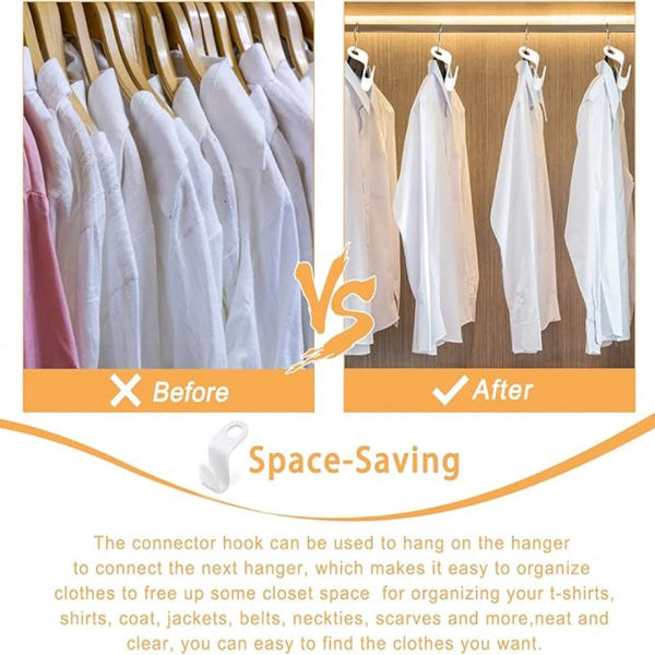 50 Pieces Coat Hook Hanger Connector Hooks Hanging White Extension Clips Plastic For Outfit Cascading Space Saving Organiser Clothes Hangers