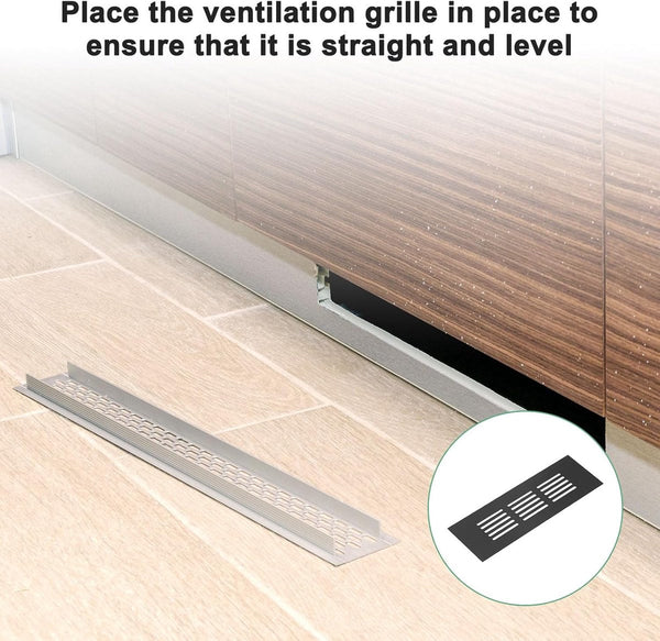 Air Grilles 2 Pieces Skirting Board Ventilation Aluminum Alloy With Screws Covers Heat Dissipation Holes Hood Suitable For Kitchen Bathroom Wardrobe C