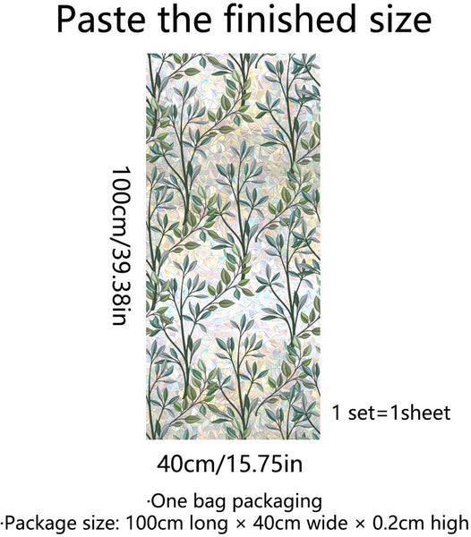 Film 40 X 100Cm Sun Protection Insulating Static Self Adhesive Decorative Stained Glass Pvc Green Vines Window Film