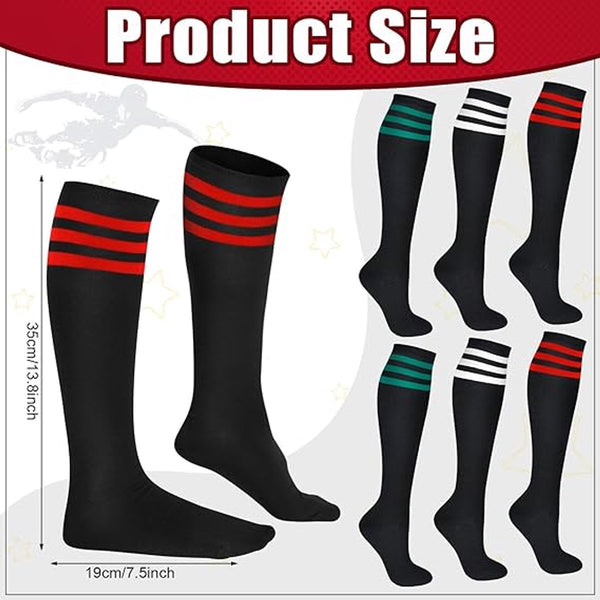 3 Pairs Socks Striped Tubular Sports Long For Women Knee Women's Warm Simple Colors Polyester 35*19Cm Womens Socks