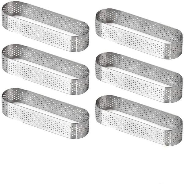 Set Of 6 Oval Stainless Steel Cake Rings 13Cm X 4.5Cm Cake Tins