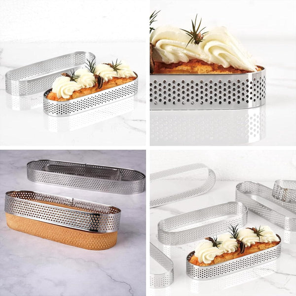 Set Of 6 Oval Stainless Steel Cake Rings 13Cm X 4.5Cm Cake Tins