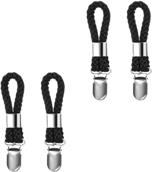 4 Pieces Towel Clip Rack Kitchen Clips 11.5*2.3 Cm Black Multifunctional Suitable For Home Cupboards And Bathrooms Made Of Cotton Rope Towel Racks