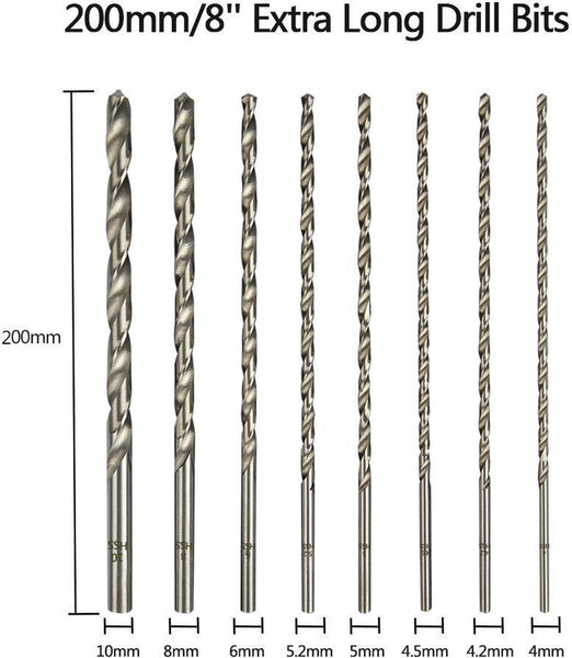 8 Pieces Twist Drills Hss Long Wood Set Diameters 4 Mm 42 45 52 6 10 Drill Bits