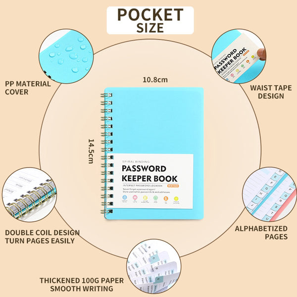 Blue A6 Password Book With Az Index Tabs Secure & Organized Personal Organisers