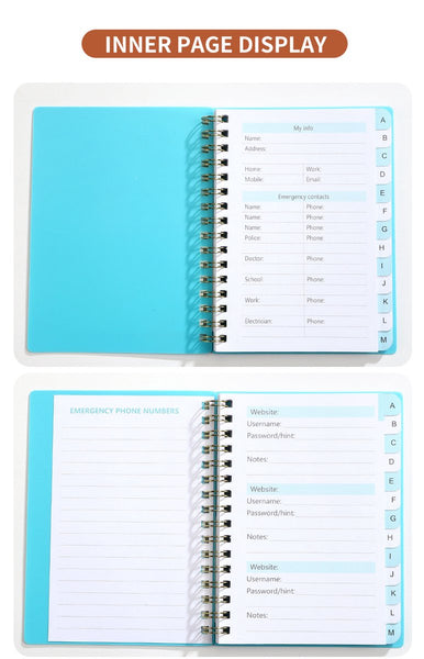 Password Book Booklet With Alphabet Organizer Notebook A6 Gray Personal Organisers
